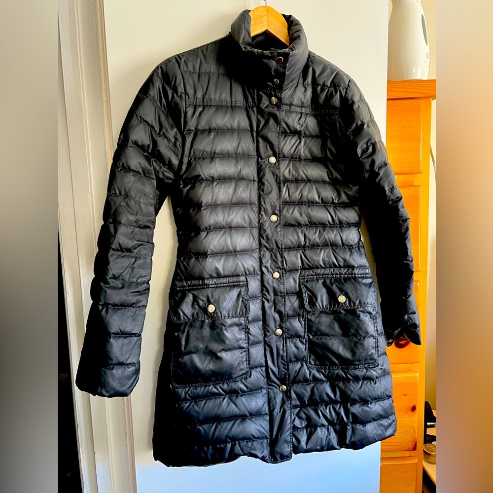 Theory Long Puffer Coat in Black